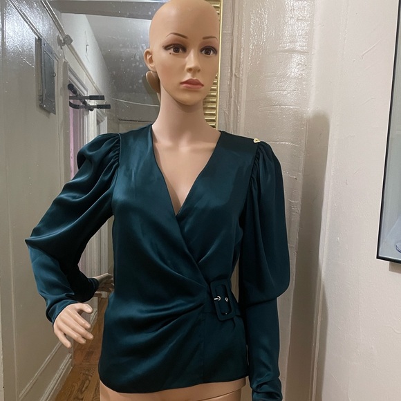 ASOS Deep Green Wrap Blouse with Buckle - Picture 11 of 11
